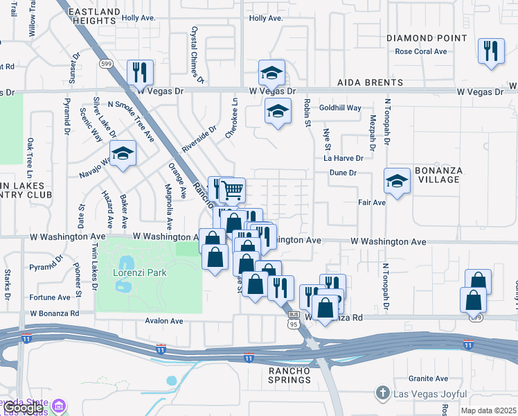 map of restaurants, bars, coffee shops, grocery stores, and more near 2633 Spider Cactus Court in Las Vegas