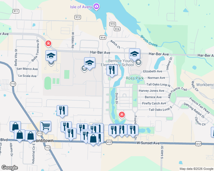 map of restaurants, bars, coffee shops, grocery stores, and more near 461 Jtl Parkway East in Springdale