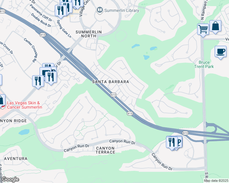 map of restaurants, bars, coffee shops, grocery stores, and more near 905 Toro Canyon Lane in Las Vegas