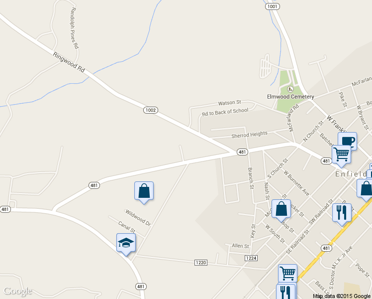 map of restaurants, bars, coffee shops, grocery stores, and more near 36 Perry Lane in Enfield