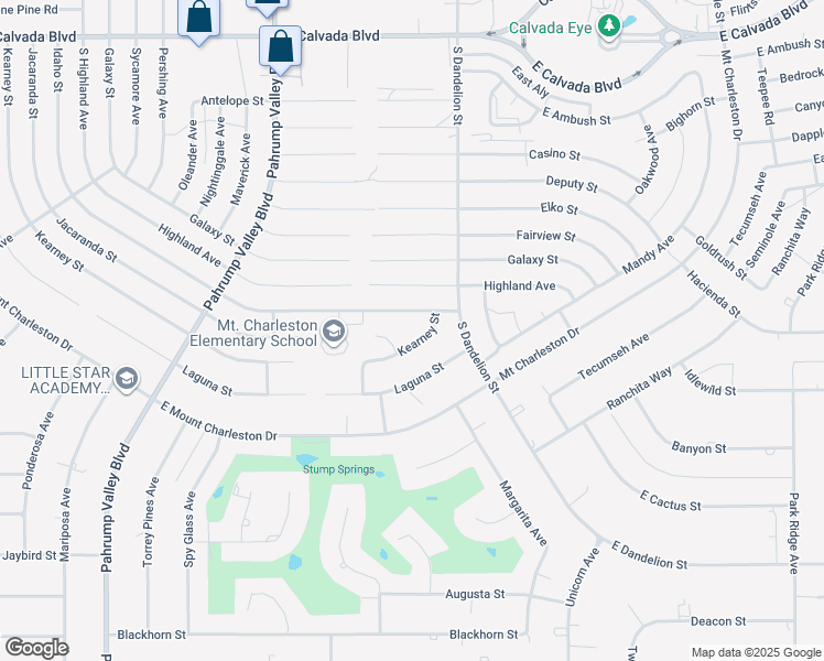map of restaurants, bars, coffee shops, grocery stores, and more near 1680 Kearney Street in Pahrump