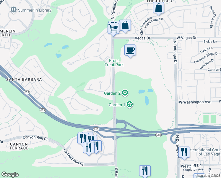 map of restaurants, bars, coffee shops, grocery stores, and more near 1009 Trophy Hills Drive in Las Vegas