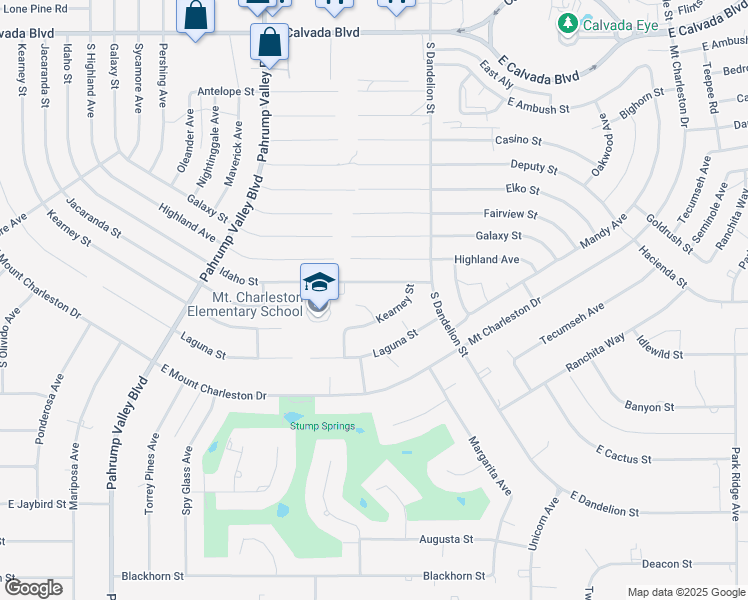 map of restaurants, bars, coffee shops, grocery stores, and more near 2560 Kearney Court in Pahrump