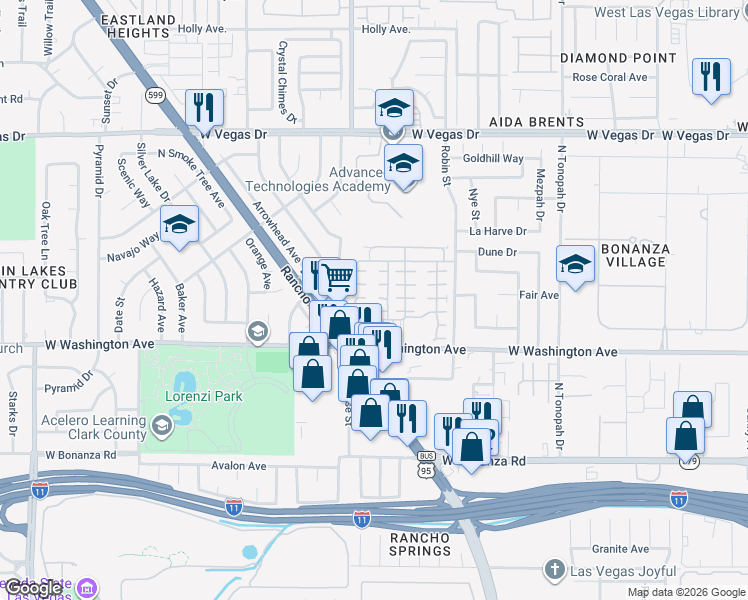 map of restaurants, bars, coffee shops, grocery stores, and more near 2625 Cinnamon Cactus Court in Las Vegas