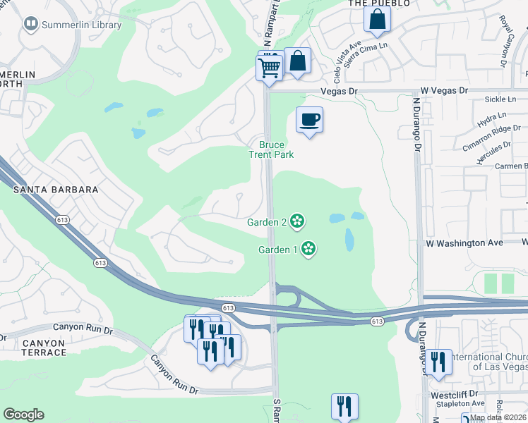map of restaurants, bars, coffee shops, grocery stores, and more near 1009 Trophy Hills Drive in Las Vegas