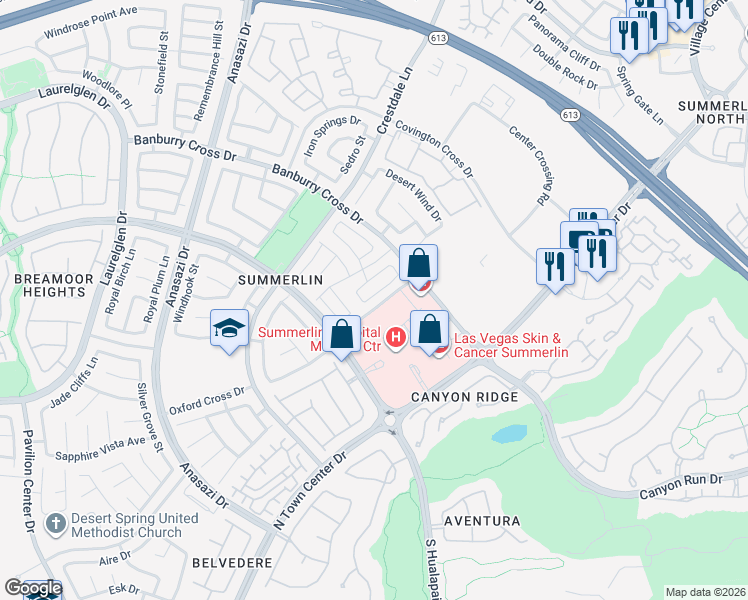 map of restaurants, bars, coffee shops, grocery stores, and more near 921 Siena Hills Lane in Las Vegas