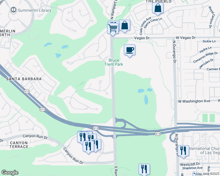 map of restaurants, bars, coffee shops, grocery stores, and more near 1008 Trophy Hills Drive in Las Vegas