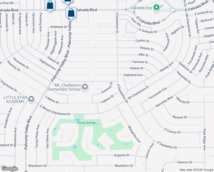 map of restaurants, bars, coffee shops, grocery stores, and more near 1721 Idaho Street in Pahrump