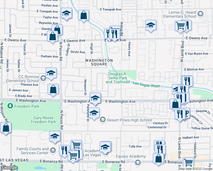 map of restaurants, bars, coffee shops, grocery stores, and more near in Las Vegas