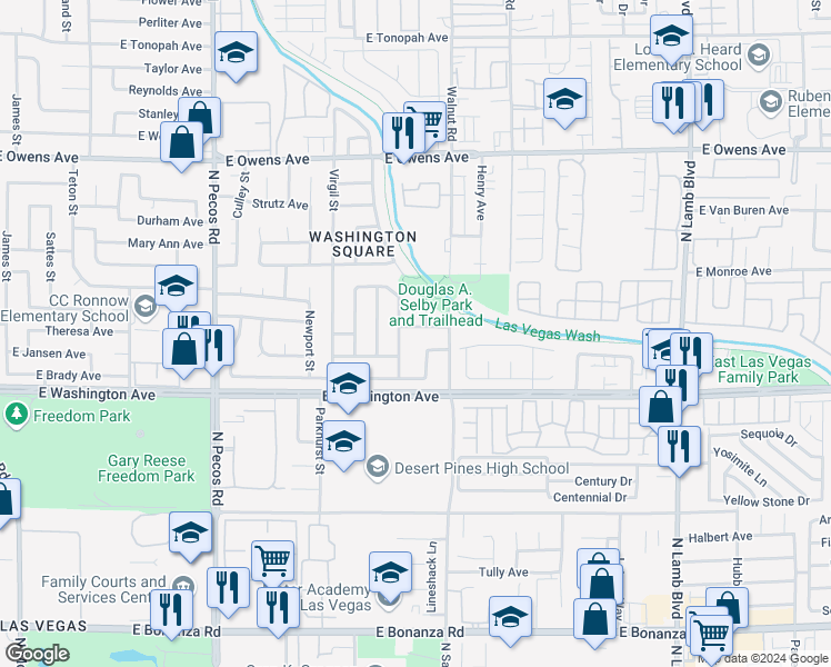 map of restaurants, bars, coffee shops, grocery stores, and more near 3908 Proclamation Place in Las Vegas