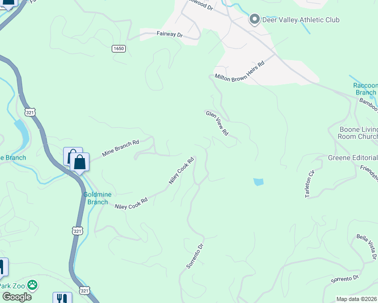 map of restaurants, bars, coffee shops, grocery stores, and more near 688 Mine Branch Road in Blowing Rock