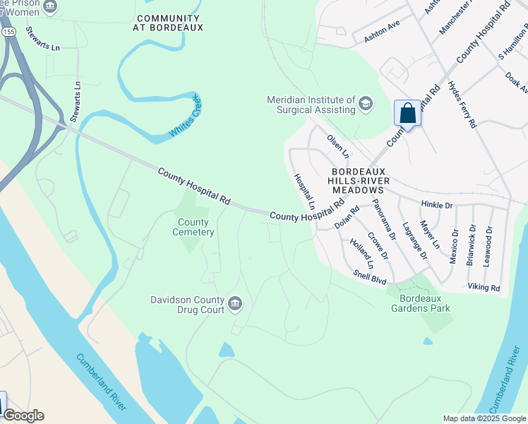 map of restaurants, bars, coffee shops, grocery stores, and more near 1365-1413 County Hospital Road in Nashville