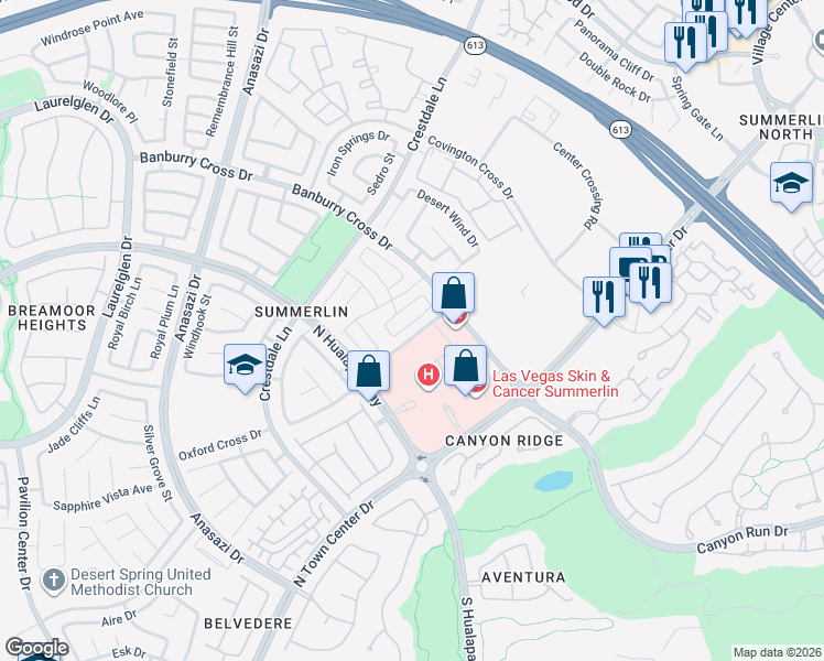 map of restaurants, bars, coffee shops, grocery stores, and more near 920 Siena Hills Lane in Las Vegas