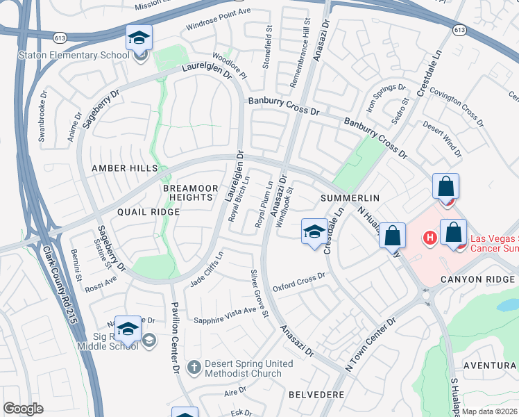 map of restaurants, bars, coffee shops, grocery stores, and more near 10600 Royal Willow Place in Las Vegas