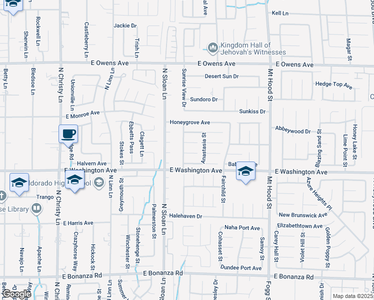 map of restaurants, bars, coffee shops, grocery stores, and more near 1283 Desert Solitude Street in Las Vegas