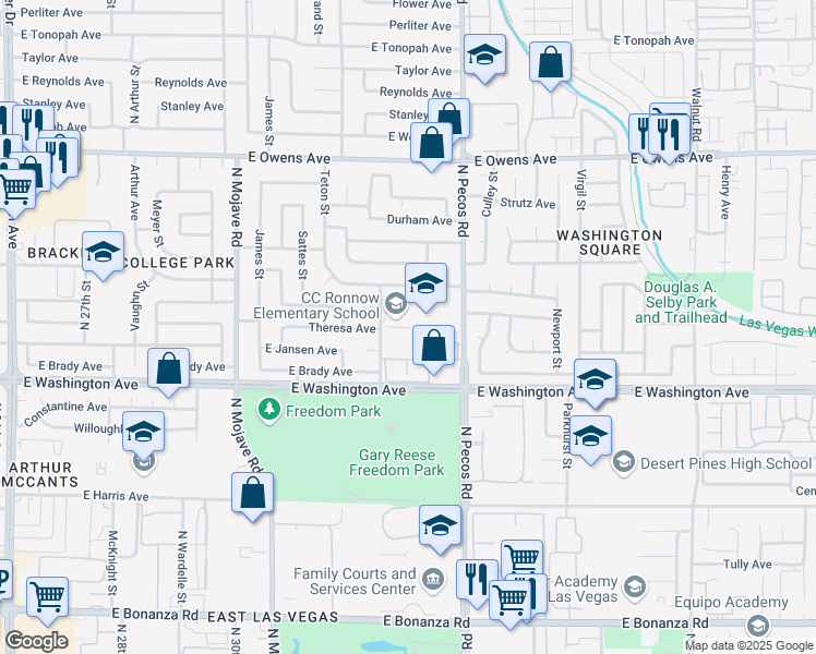 map of restaurants, bars, coffee shops, grocery stores, and more near 1100 Lena Street in Las Vegas