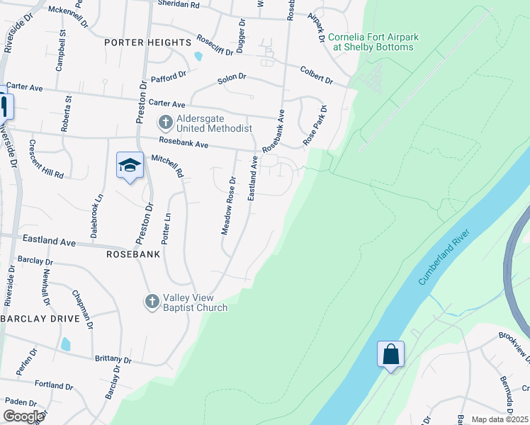 map of restaurants, bars, coffee shops, grocery stores, and more near 2718C Eastland Ave in Nashville