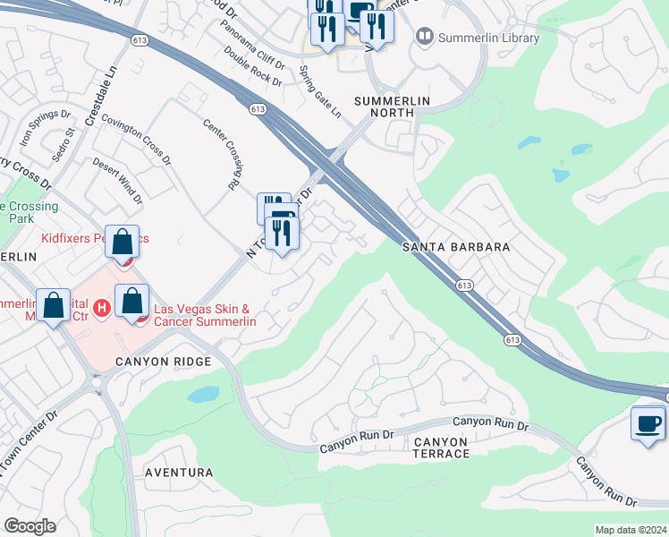 map of restaurants, bars, coffee shops, grocery stores, and more near 1012 Domnus Lane in Las Vegas