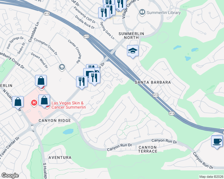 map of restaurants, bars, coffee shops, grocery stores, and more near 1012 Domnus Lane in Las Vegas