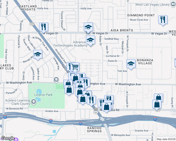 map of restaurants, bars, coffee shops, grocery stores, and more near 2625 Cinnamon Cactus Court in Las Vegas