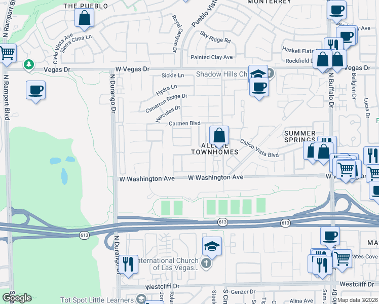 map of restaurants, bars, coffee shops, grocery stores, and more near 8112 Kokoma Drive in Las Vegas
