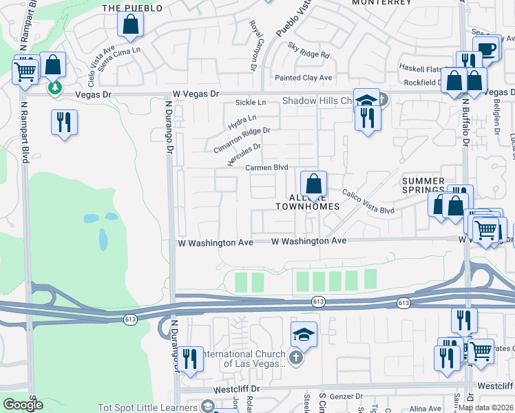 map of restaurants, bars, coffee shops, grocery stores, and more near 8144 Kokoma Drive in Las Vegas