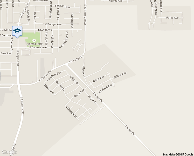 map of restaurants, bars, coffee shops, grocery stores, and more near 2340 Tahoe Avenue in Tulare