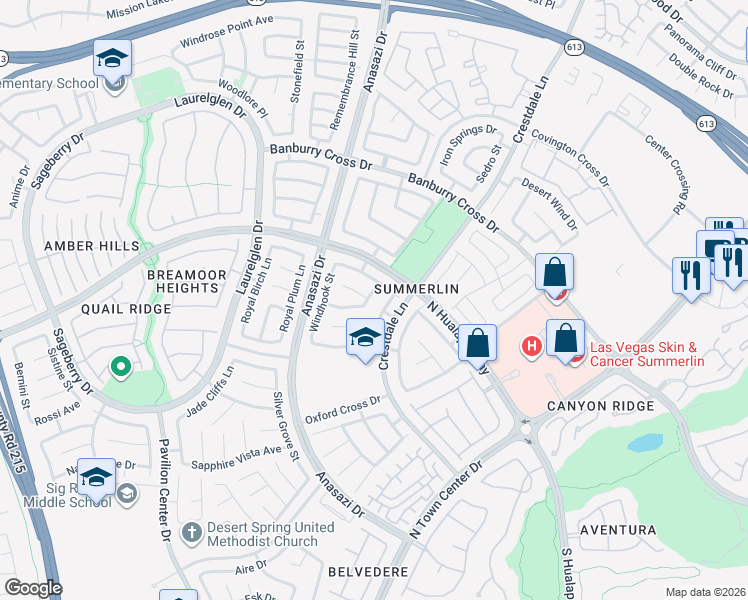 map of restaurants, bars, coffee shops, grocery stores, and more near 912 Autumn Royal Lane in Las Vegas