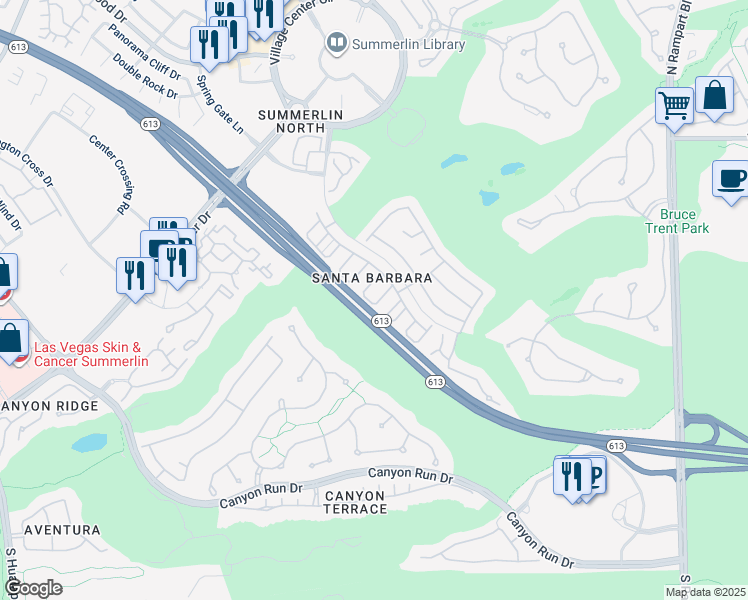 map of restaurants, bars, coffee shops, grocery stores, and more near 1005 Miradero Lane in Las Vegas