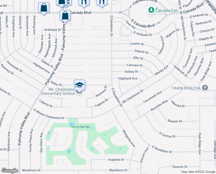 map of restaurants, bars, coffee shops, grocery stores, and more near 1741 Idaho Street in Pahrump