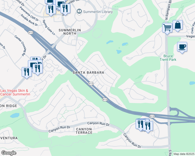 map of restaurants, bars, coffee shops, grocery stores, and more near 9244 Canalino Drive in Las Vegas