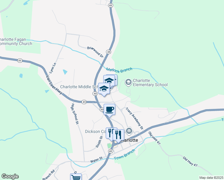 map of restaurants, bars, coffee shops, grocery stores, and more near 200 Humphries Street in Charlotte