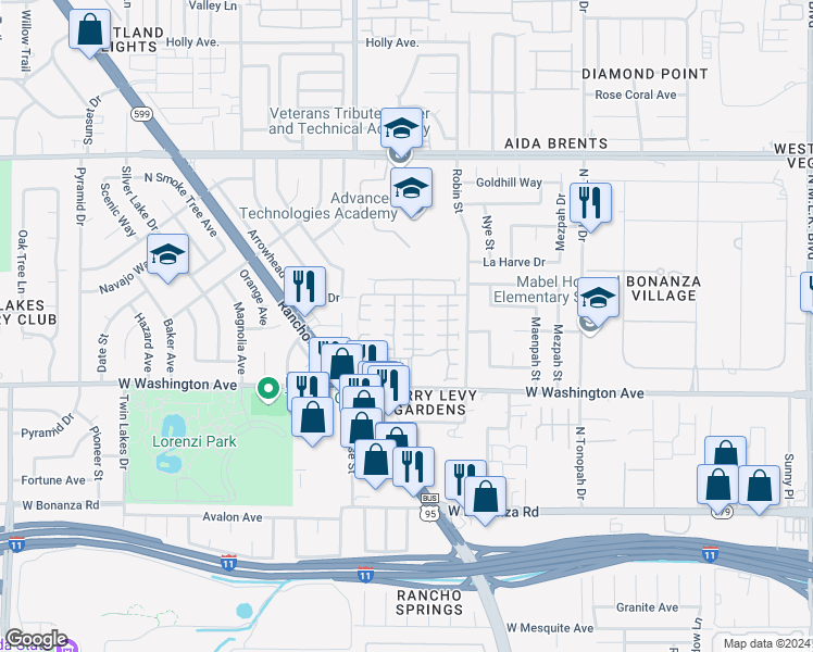 map of restaurants, bars, coffee shops, grocery stores, and more near 2609 Calico Hearts Court in Las Vegas