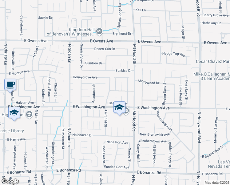 map of restaurants, bars, coffee shops, grocery stores, and more near 6165 Stanley Park Avenue in Las Vegas