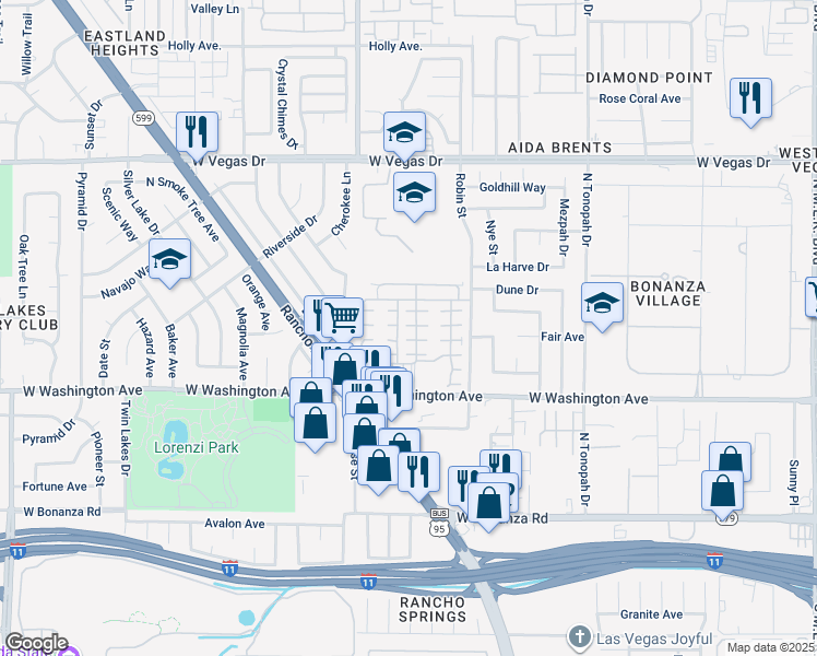 map of restaurants, bars, coffee shops, grocery stores, and more near 2609 Calico Hearts Court in Las Vegas