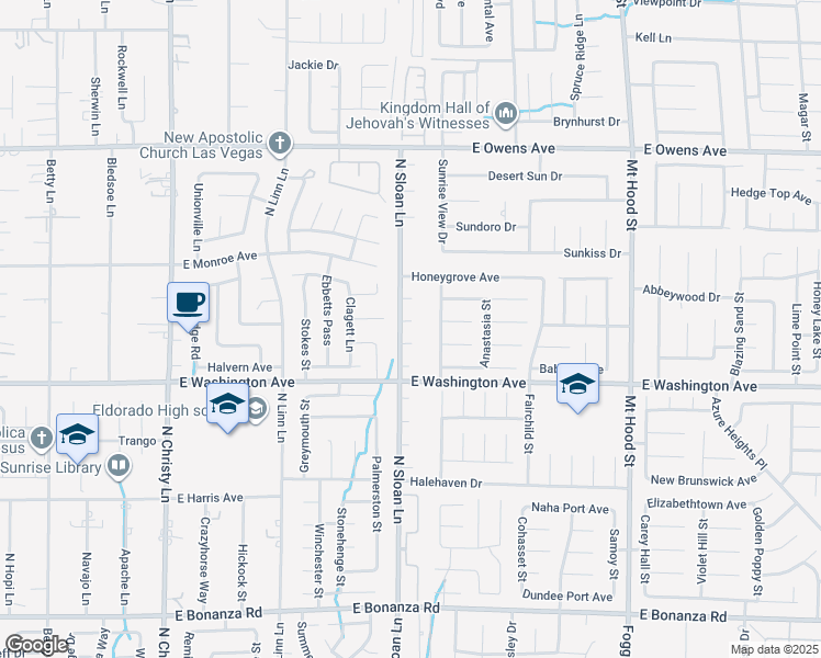 map of restaurants, bars, coffee shops, grocery stores, and more near 1278 North Sloan Lane in Las Vegas