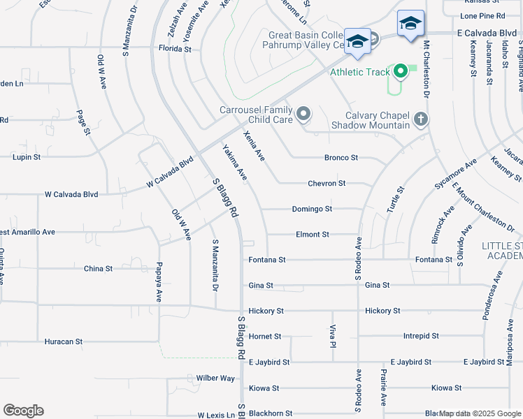 map of restaurants, bars, coffee shops, grocery stores, and more near 2 Domingo Street in Pahrump