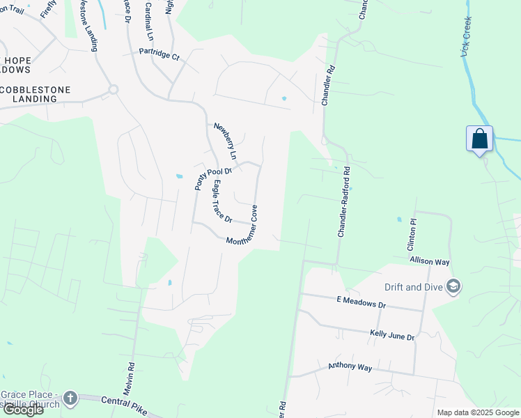 map of restaurants, bars, coffee shops, grocery stores, and more near 2251 Monthemer Cove in Mount Juliet
