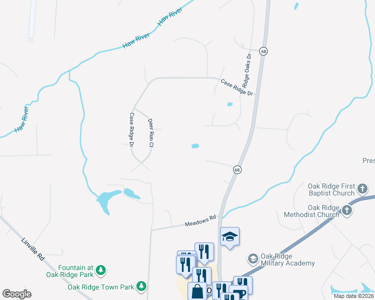 map of restaurants, bars, coffee shops, grocery stores, and more near 1821 Highway 68 in Oak Ridge