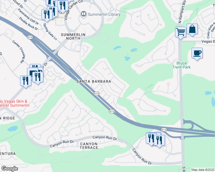map of restaurants, bars, coffee shops, grocery stores, and more near 9244 Canalino Drive in Las Vegas