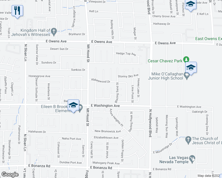 map of restaurants, bars, coffee shops, grocery stores, and more near 1270 Dutch Flat Street in Las Vegas