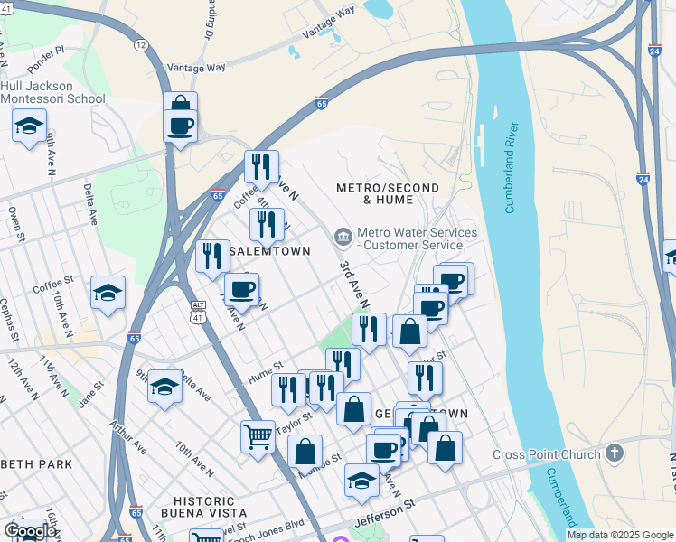 map of restaurants, bars, coffee shops, grocery stores, and more near in 