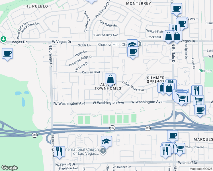 map of restaurants, bars, coffee shops, grocery stores, and more near in Las Vegas