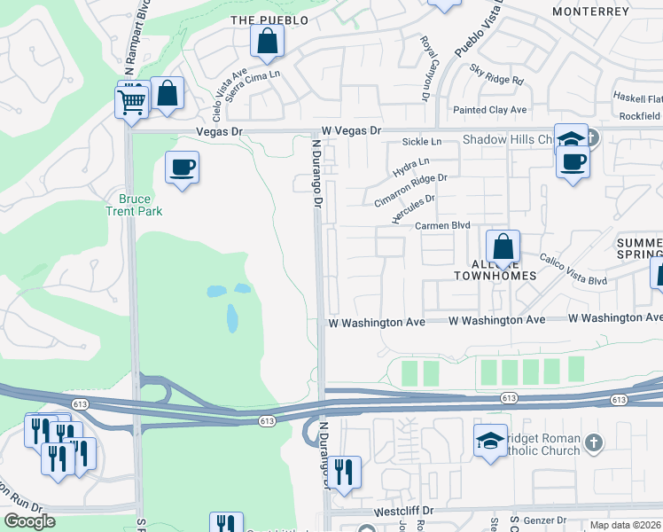 map of restaurants, bars, coffee shops, grocery stores, and more near 1101 Nevada Sky Street in Las Vegas