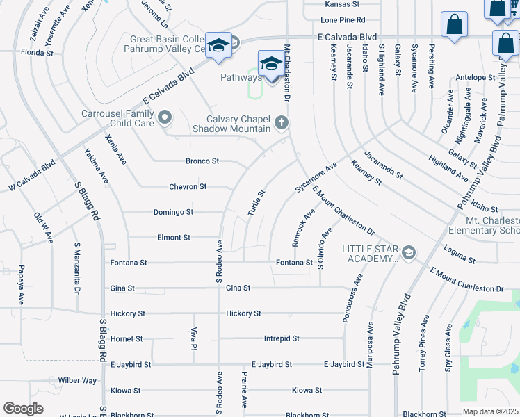 map of restaurants, bars, coffee shops, grocery stores, and more near 2501 Turtle Street in Pahrump