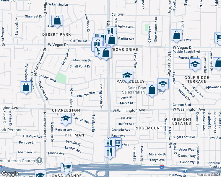 map of restaurants, bars, coffee shops, grocery stores, and more near 1116 North Jones Boulevard in Las Vegas