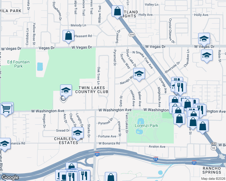 map of restaurants, bars, coffee shops, grocery stores, and more near 1012 Pyramid Drive in Las Vegas