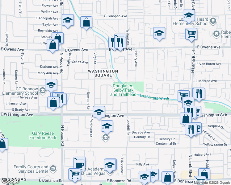 map of restaurants, bars, coffee shops, grocery stores, and more near 3909 Proclamation Place in Las Vegas