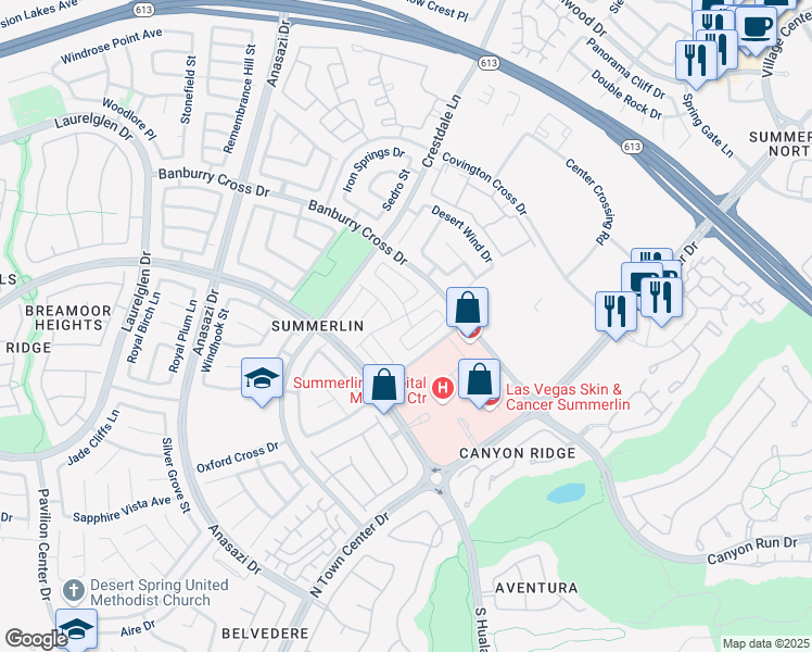 map of restaurants, bars, coffee shops, grocery stores, and more near 917 Corsica Lane in Las Vegas