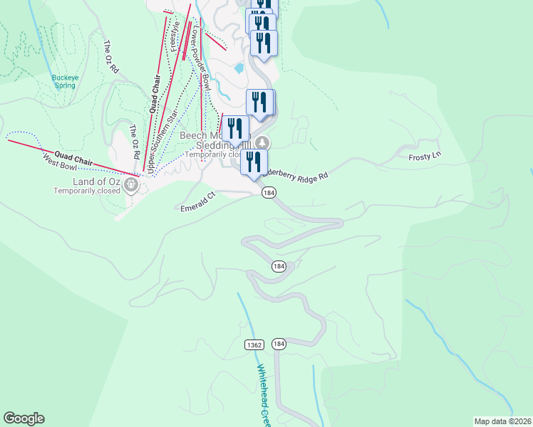 map of restaurants, bars, coffee shops, grocery stores, and more near 60 Silver Fox Trail in Banner Elk